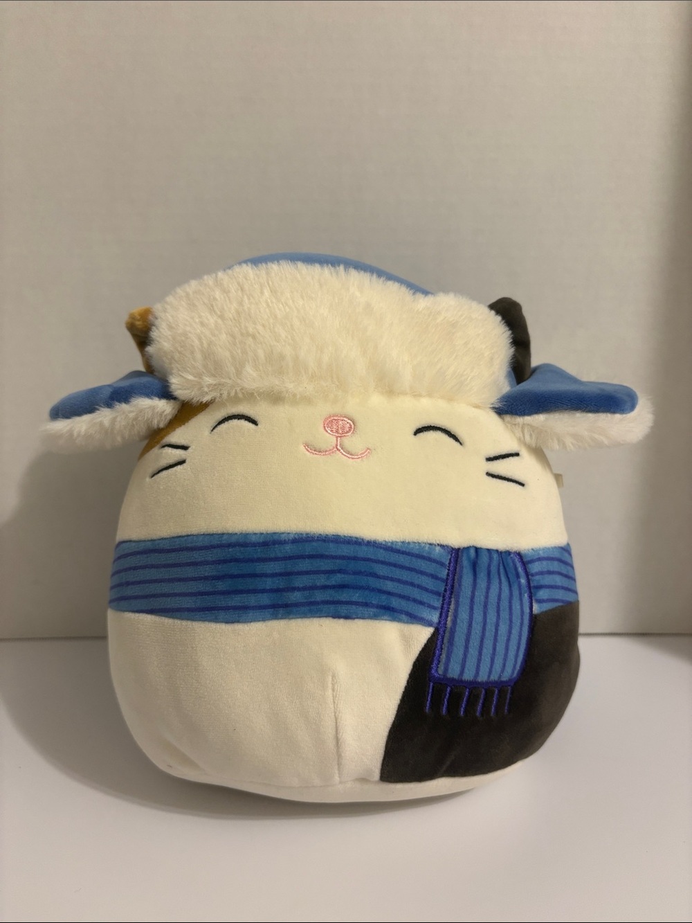 Squishmallows Brown Cream Cat with Blue Scarf Accent‎